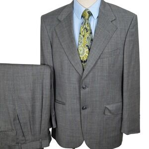 Stafford‎ Executive Hartmarx Suit Men 42 31W 30L Black Blue Plaid Classic Wool